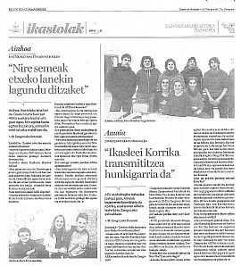 NIRE SEMEAK ETXEKO LANEKIN LAGUNDU DITZAKET; IKASLEEI KORRIKA TRANSMITITZEA HUNKIGARRIA DA