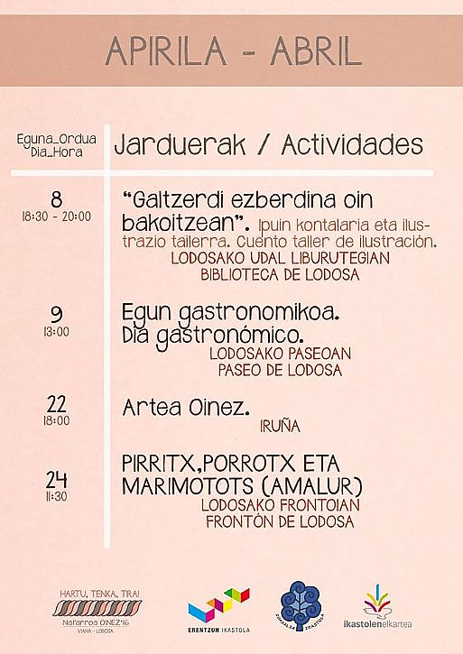 Nafarroa Oinez Apirileko jardueren agenda