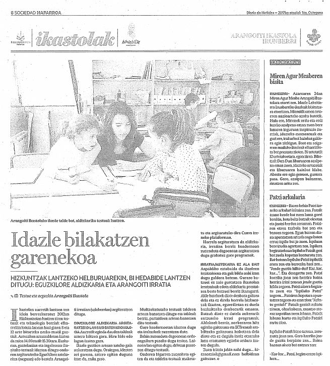 IDAZLE BILAKATZEN GARENEKOA