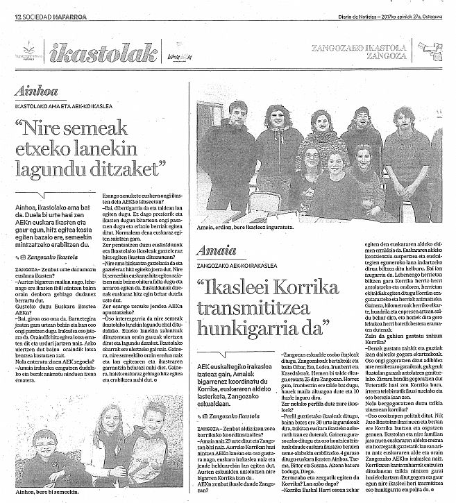 NIRE SEMEAK ETXEKO LANEKIN LAGUNDU DITZAKET; IKASLEEI KORRIKA TRANSMITITZEA HUNKIGARRIA DA